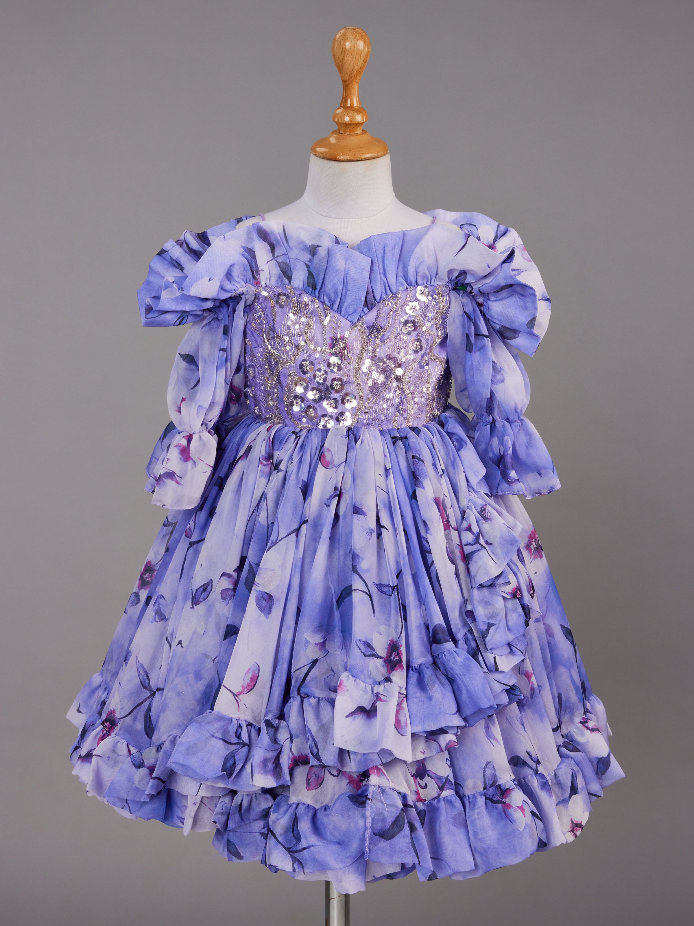 printed mauve gown for girls printed mauve gown for girls