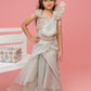 grey drape saree for girls