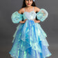 blue organza dress for girls