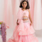 pink organza lehenga for girls