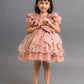 peach glitter short dress for girls