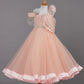 peach ribbon dress for girls