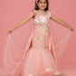 peach fishcut gown for girls