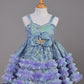 blue lilac organza short dress for girls