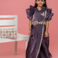 dark purple drape saree for girls