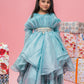 sky blue organza gown for girls