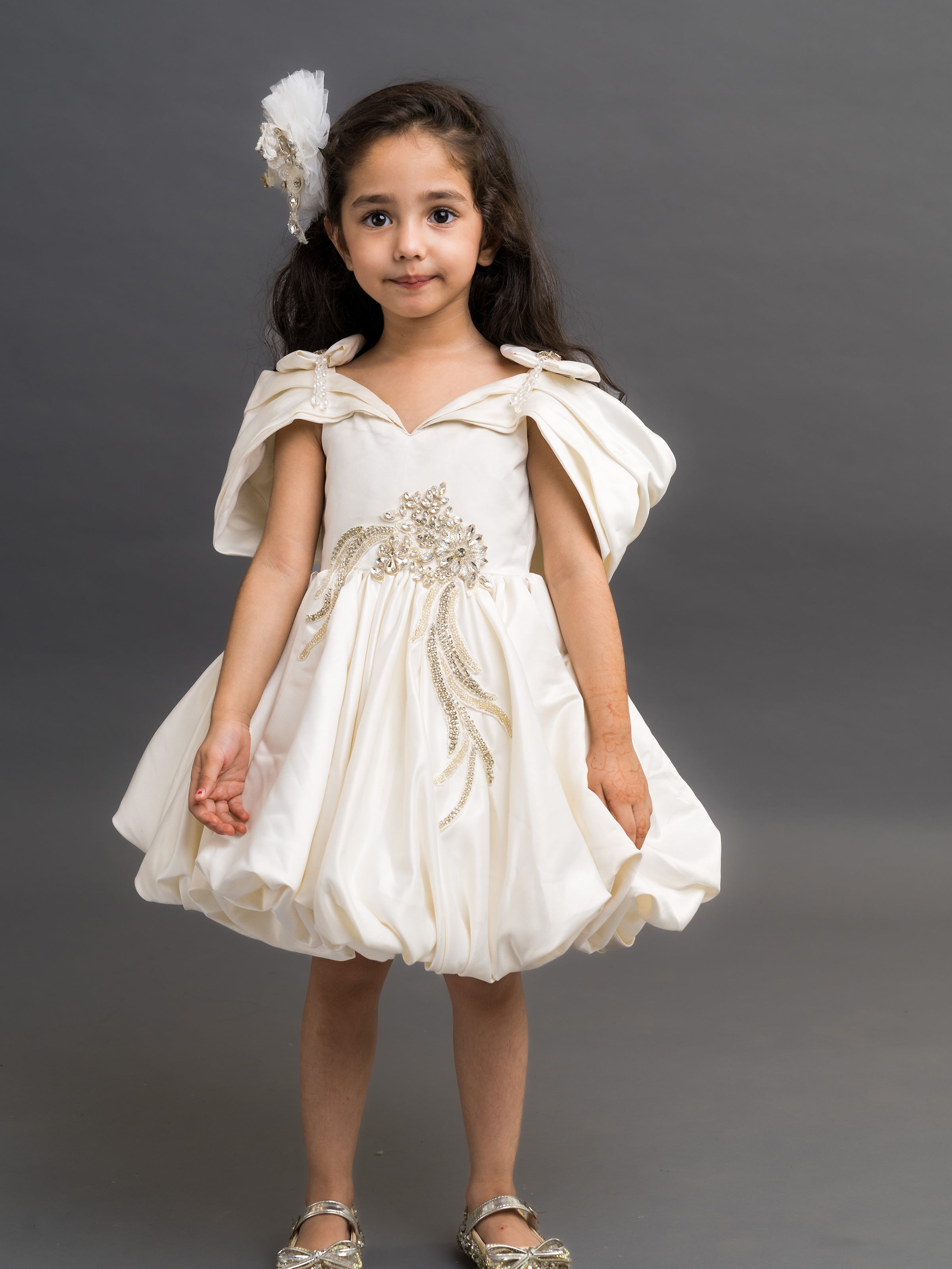 white ballon gown for girls