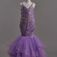 purple fishcut dress for girls