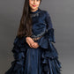 Dark Blue Organza Lehenga