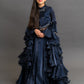 dark blue organza lehenga for girls