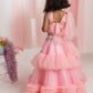 pink organza lehenga back