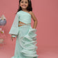 one shoulder frill gown for girls