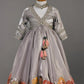 grey organza anarkali for girls