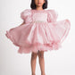 pink organza short dress for girls