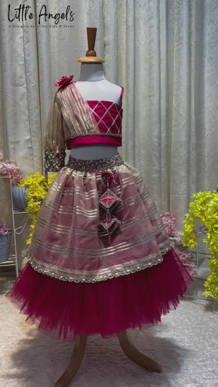 magenta lehenga for girls video